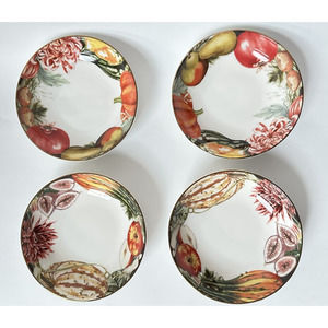 Williams Sonoma Harvest Bowl (4) Dessert 5.5" X 1.5" Fig Gourd Apple Pear, etc.